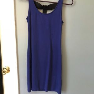 Blue Bodycon Dress with Black Caged Back
